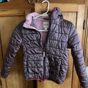 Cat & Jack Plum Quilted Jacket with Pink Lining